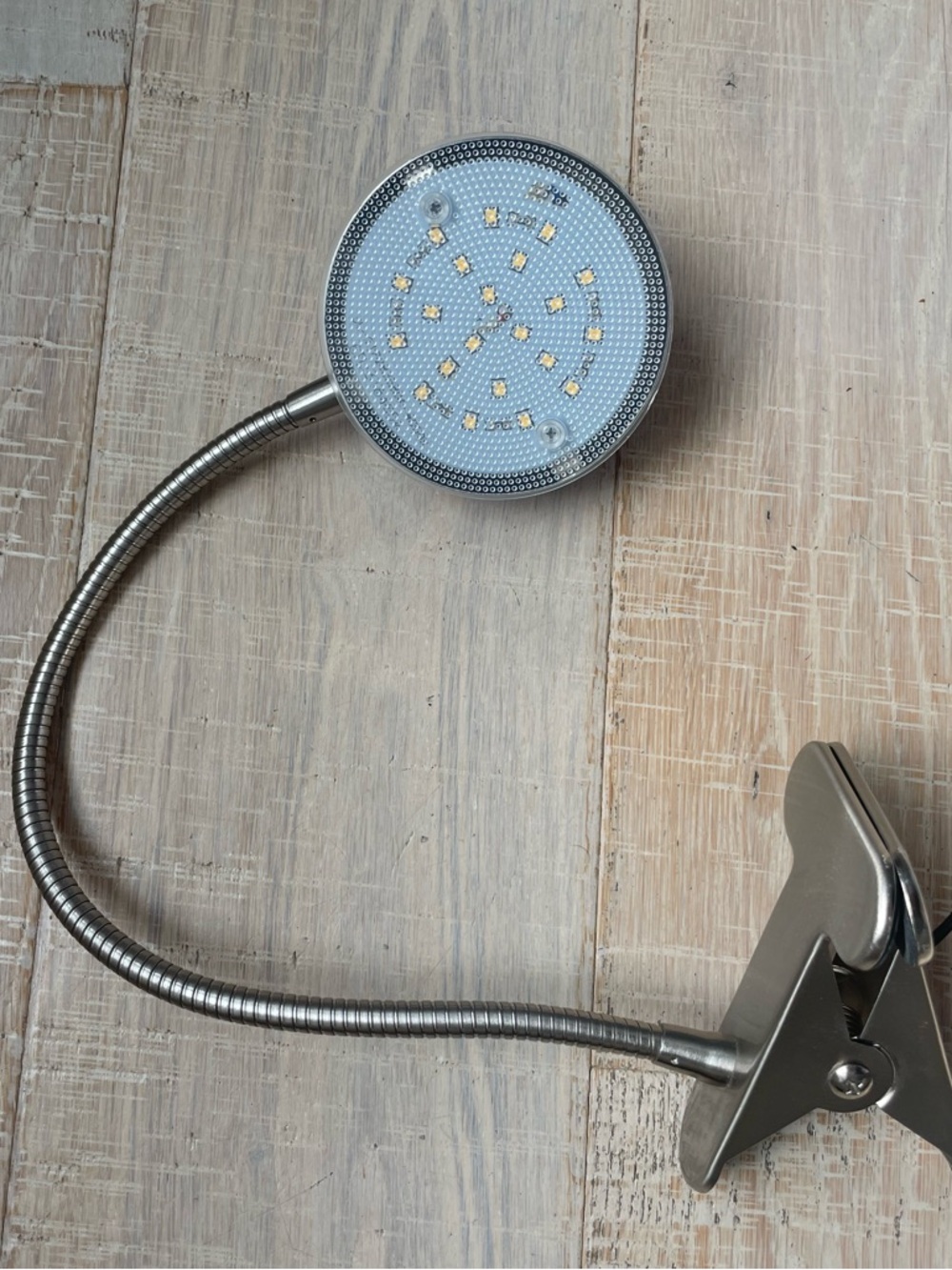 Intertek Flexible Clip-On LED Lamp in Brushed Silver Reading Light Nightlight